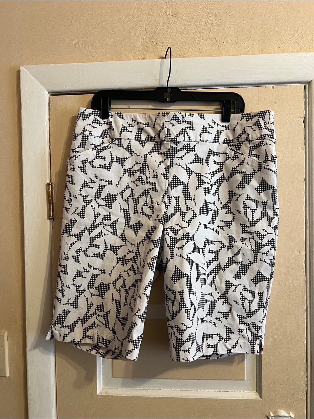 Christopher & Banks Black and White Printed Bermuda Shorts